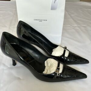 Authentic Christian Dior black patent leather stiletto shoes - EU 39.5